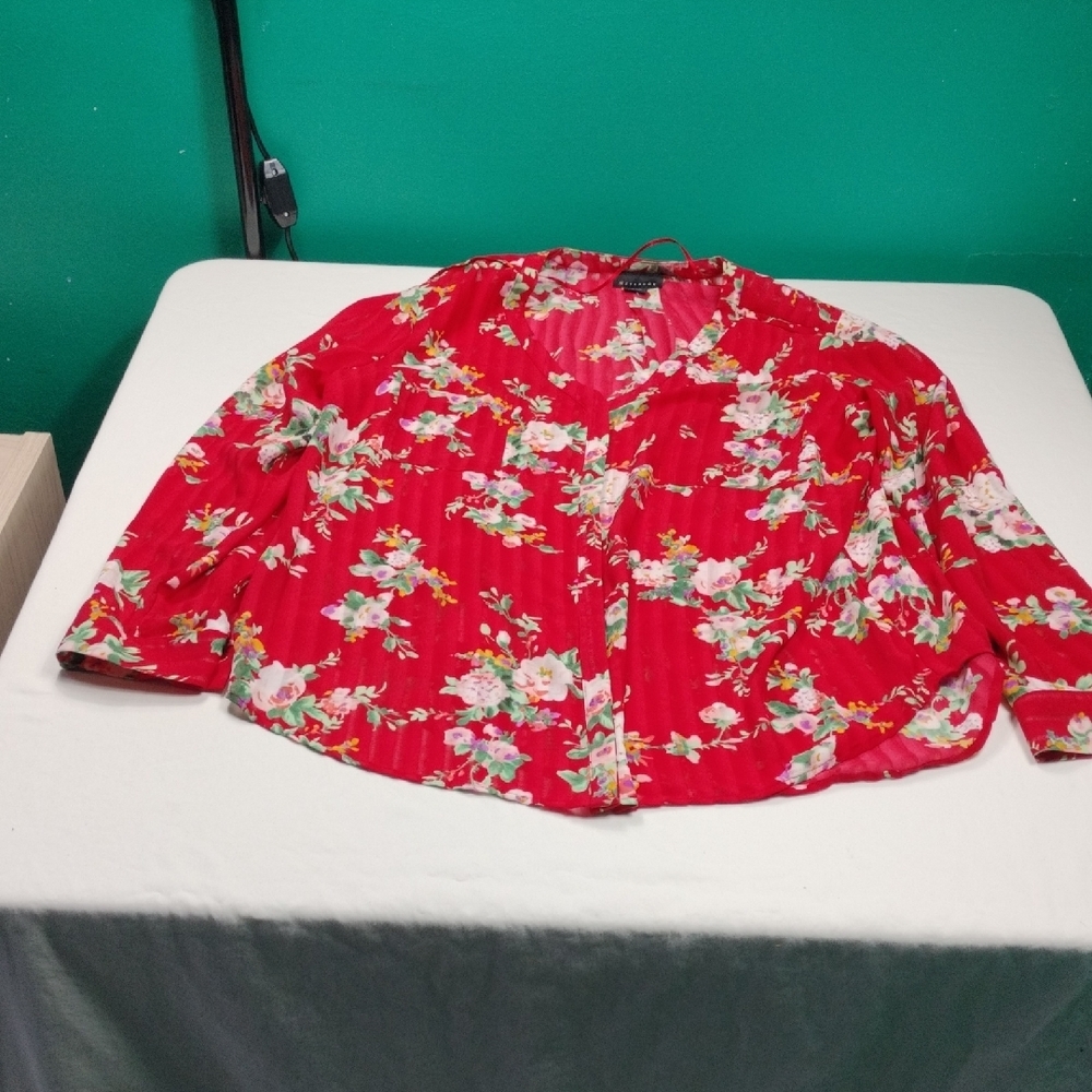 Metaphor Red Floral Women's Blouse Size  XL